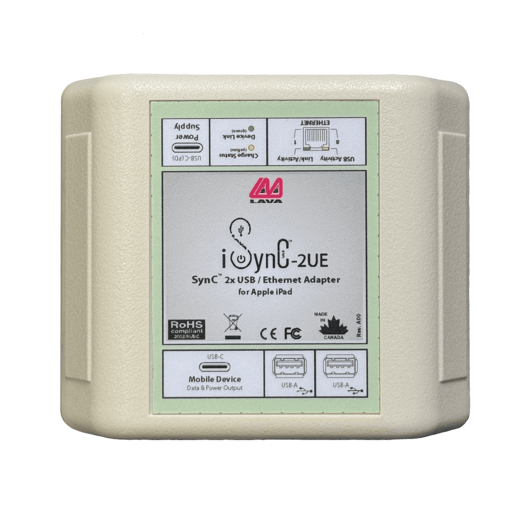 iSynC-2UE Ethernet and dual USB adapter for Apple iPad with SimulCharge technology