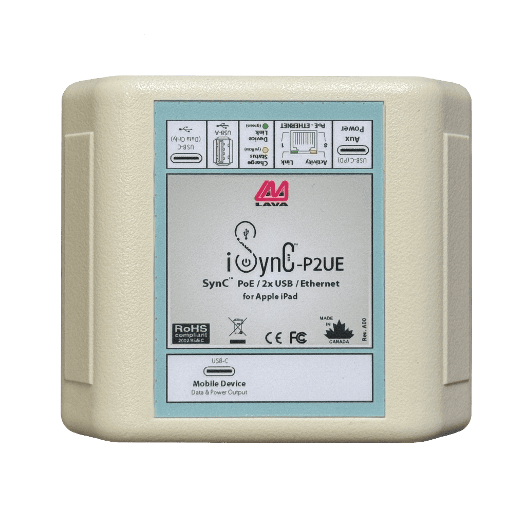 iSynC-P2UE enterprise SimulCharge adapter for iPad with Ethernet and dual USB ports