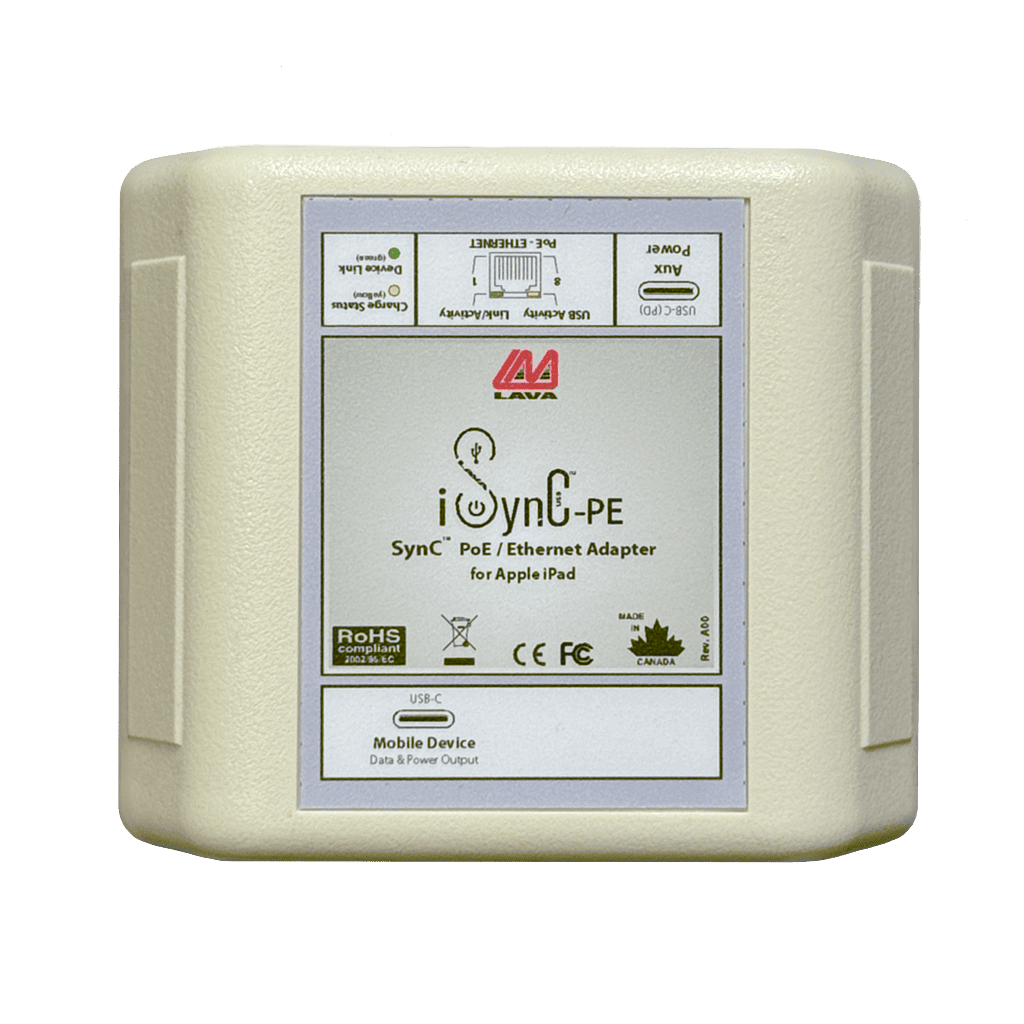 iSynC-PE PoE Ethernet adapter for Apple iPad with SimulCharge – power and data over a single cable